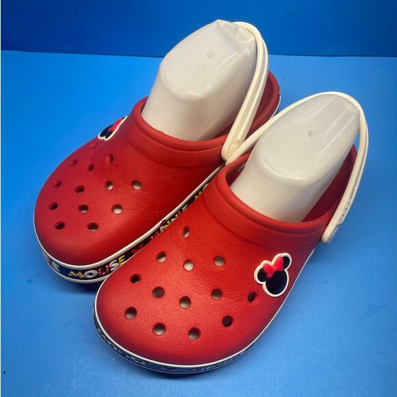 Disney Crocs  Minnie Mouse W 7 M 5  Red Clogs Shoes  Sandals - Picture 1 of 12